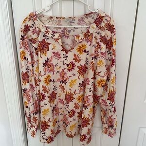 Talbots Floral Blouse in Pink and Yellow